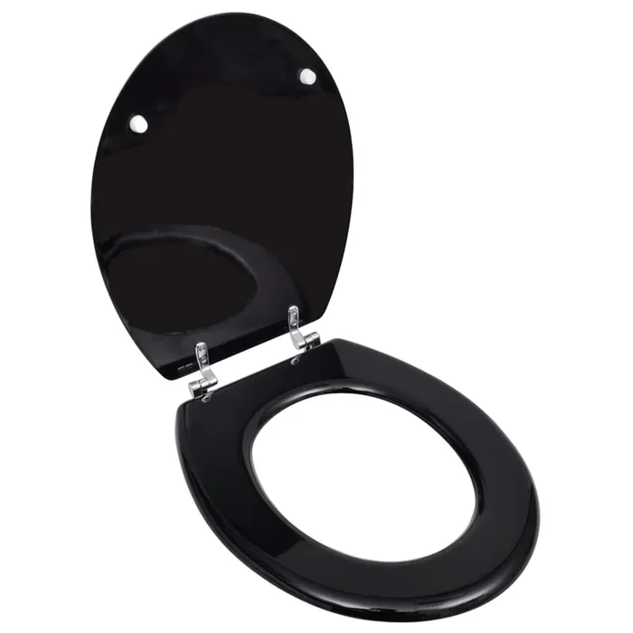 vidaXL Asiento inodoro WC MDF tapa diseño negro