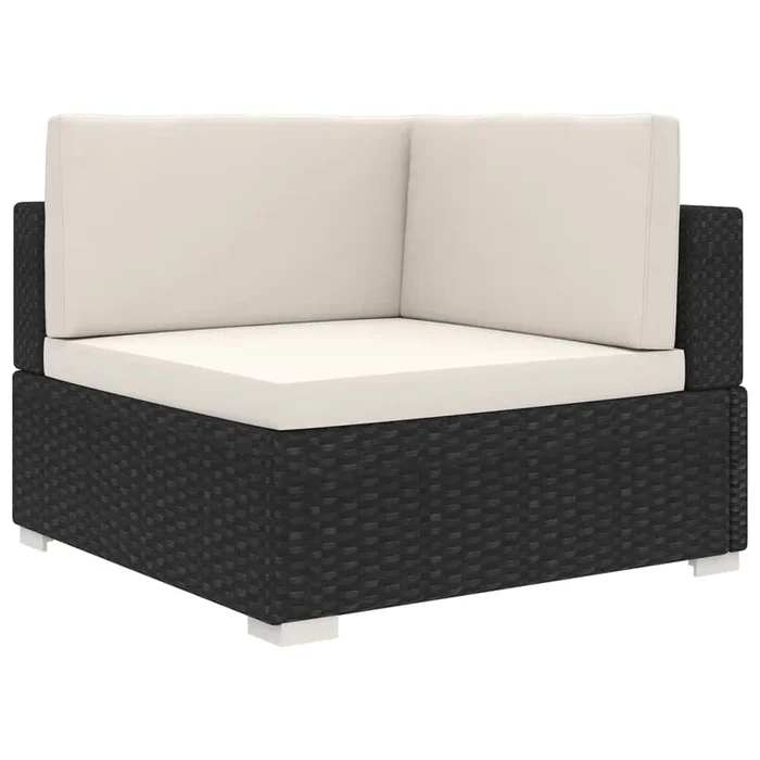 vidaXL Asiento seccional de esquina con cojines 1 uds ratán PE negro