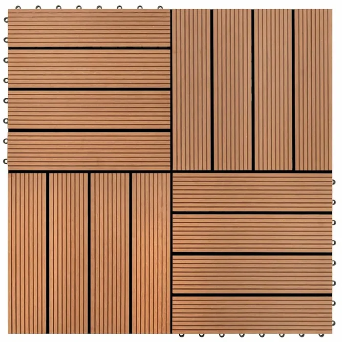 vidaXL Baldosas de porche de WPC 30×30 cm 2 m² negro 22 unidades (2)