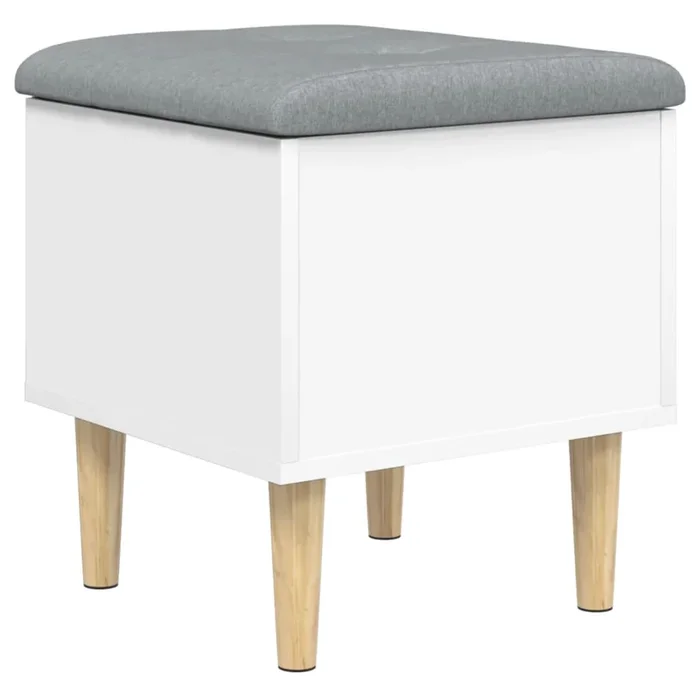 vidaXL Banco con almacenaje madera de ingeniería blanco 42x42x46 cm
