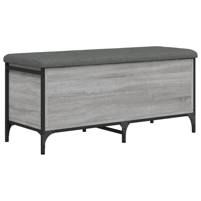 vidaXL Banco con almacenaje madera ingeniería gris Sonoma 102x42x45 cm (2)