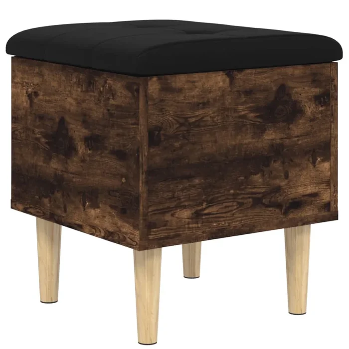 vidaXL Banco con almacenaje madera ingeniería roble ahumado 42x42x46cm