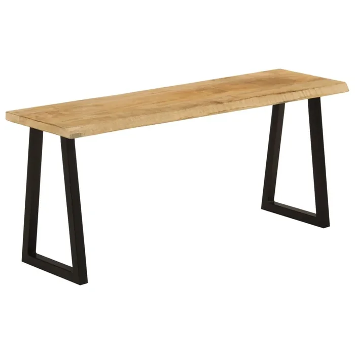 vidaXL Banco con borde natural de madera de mango maciza 105 cm (2)