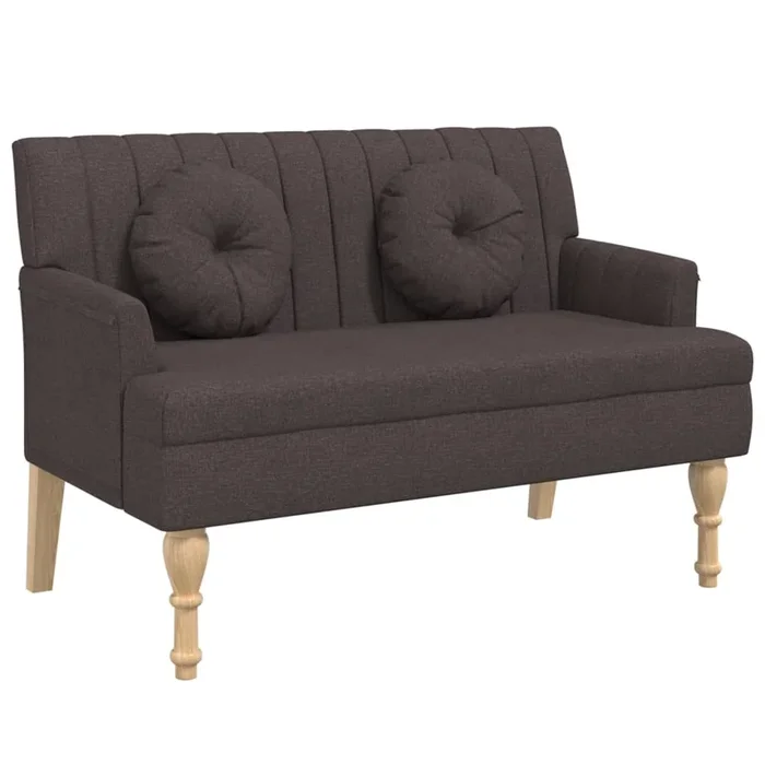 vidaXL Banco con cojines tela marrón oscuro 113×64,5×75,5 cm