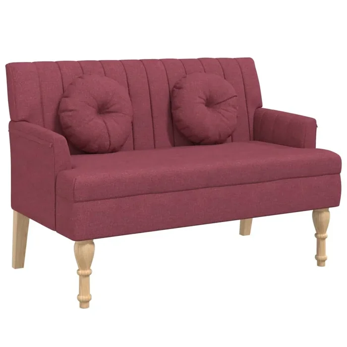 vidaXL Banco con cojines tela rojo tinto 113×64,5×75,5 cm