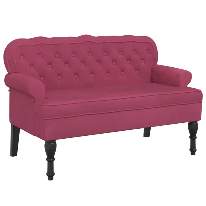 vidaXL Banco con respaldo terciopelo rojo tinto 119,5×64,5×75 cm