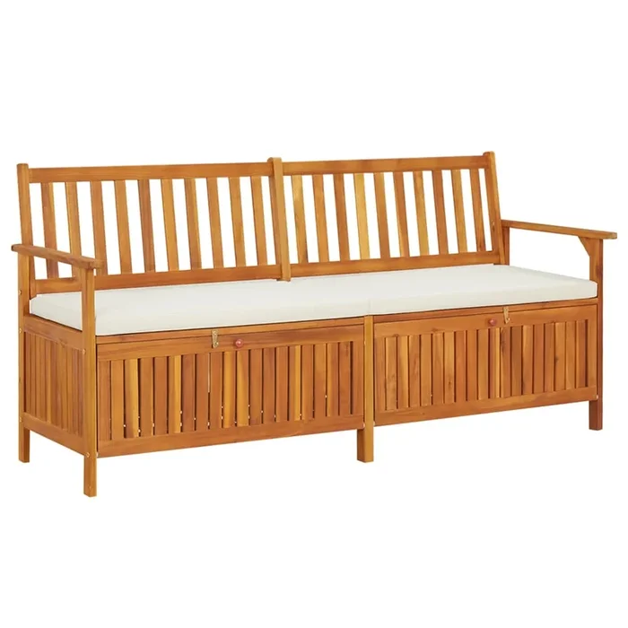 vidaXL Banco de almacenaje con cojín madera maciza de acacia 170 cm