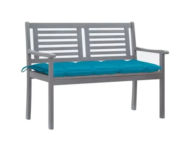 vidaXL banco de jardín 2 plazas madera eucalipto gris y cojín 120 cm | Brico Depôt Offerta Del Giorno
