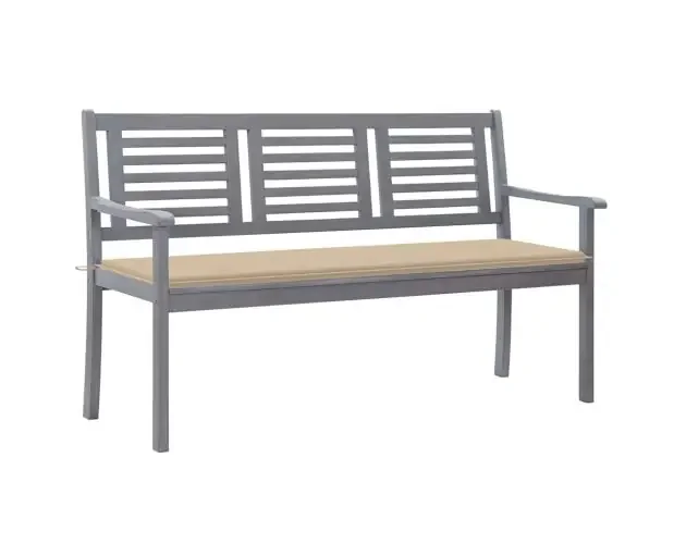 vidaXL banco de jardín 3 plazas madera eucalipto gris y cojín 150 cm | Brico Depôt Prezzo Basso
