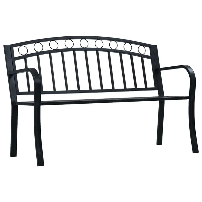 vidaXL Banco de jardín acero negro 125 cm (2)