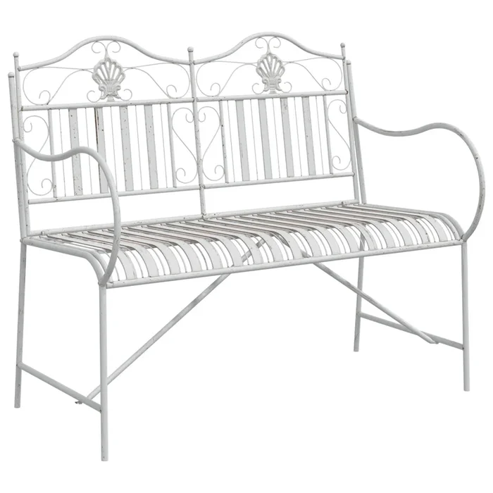 vidaXL Banco de jardín Blanco 104 x 54 x 93cm Acero (2)