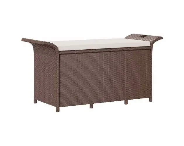vidaXL banco de jardín con cojín ratán sintético marrón 116x46x57 cm | Brico Depôt Prezzo Scontato