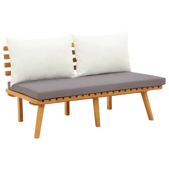vidaXL Banco de jardín con cojines madera maciza de acacia 115 cm