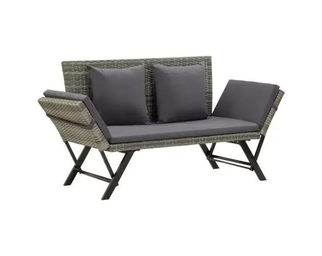 vidaXL banco de jardín con cojines ratán sintético gris 176 cm | Brico Depôt Offerta Speciale