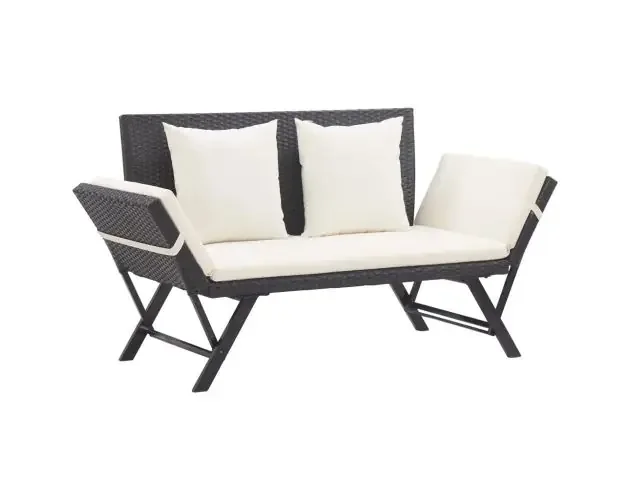 vidaXL banco de jardín con cojines ratán sintético negro 176 cm | Brico Depôt Ultime Pezzi