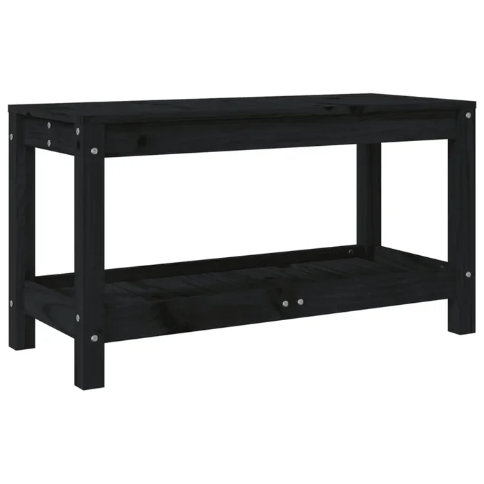 vidaXL Banco de jardín de madera maciza de pino negro 82,5x35x45 cm