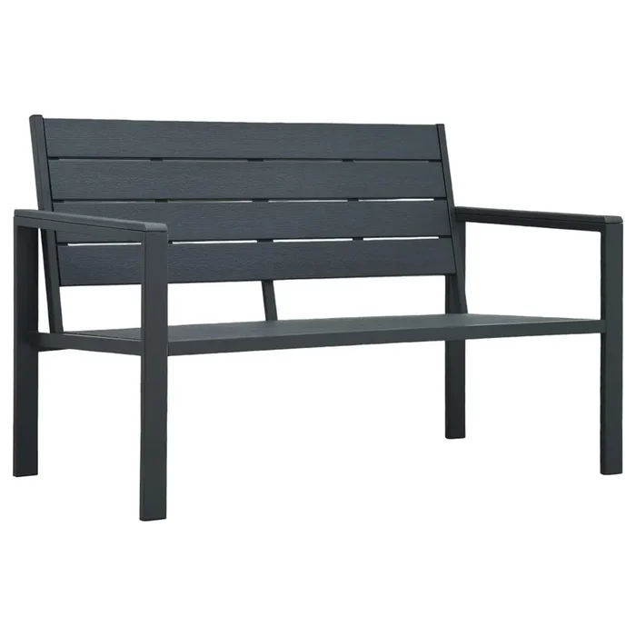vidaXL Banco de jardín HDPE gris aspecto madera 120 cm