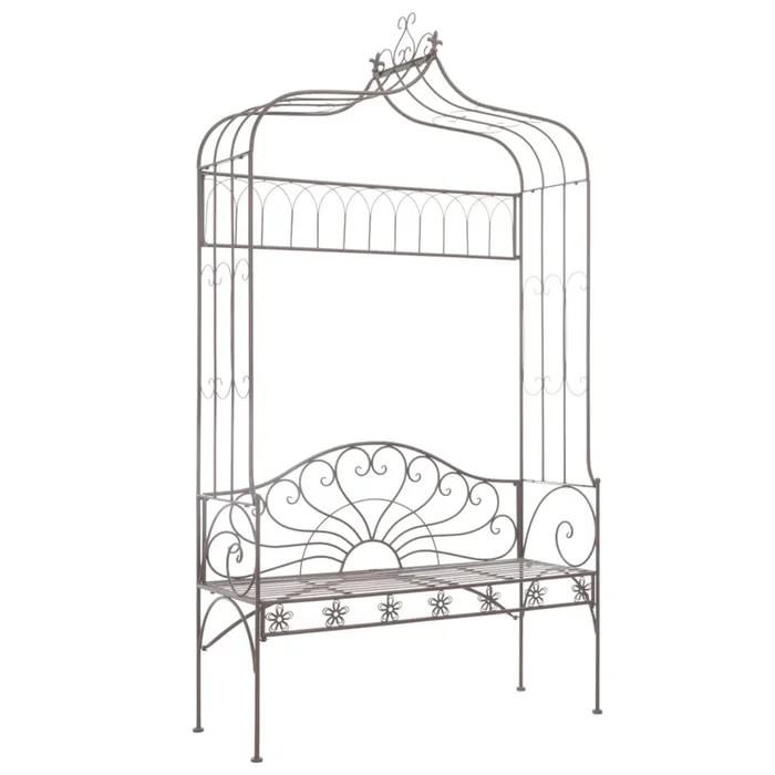 vidaXL Banco de jardín metal marrón envejecido 122 cm
