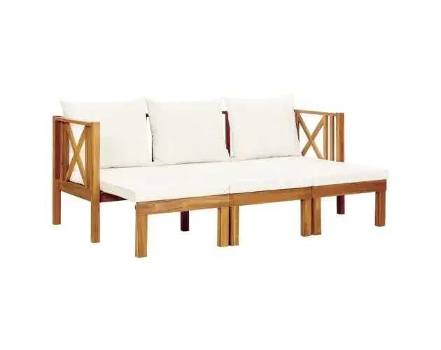 vidaXL banco jardín 3 plazas con cojines madera maciza acacia 179 cm | Brico Depôt Prezzo Scontato