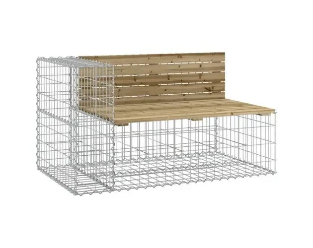 vidaXL banco jardín diseño gavión madera pino impregnada 122x71x65,5cm | Brico Depôt Originale