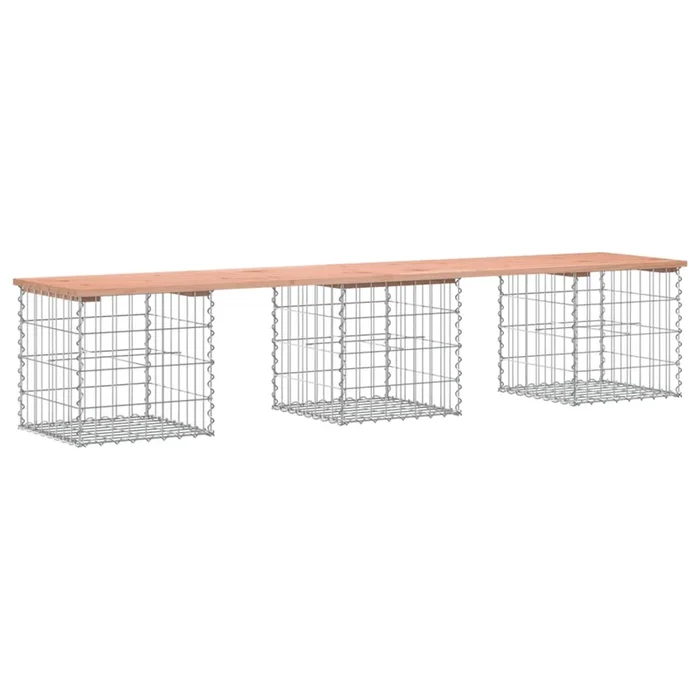 vidaXL Banco jardín diseño gaviones madera abeto Douglas 203x44x42 cm