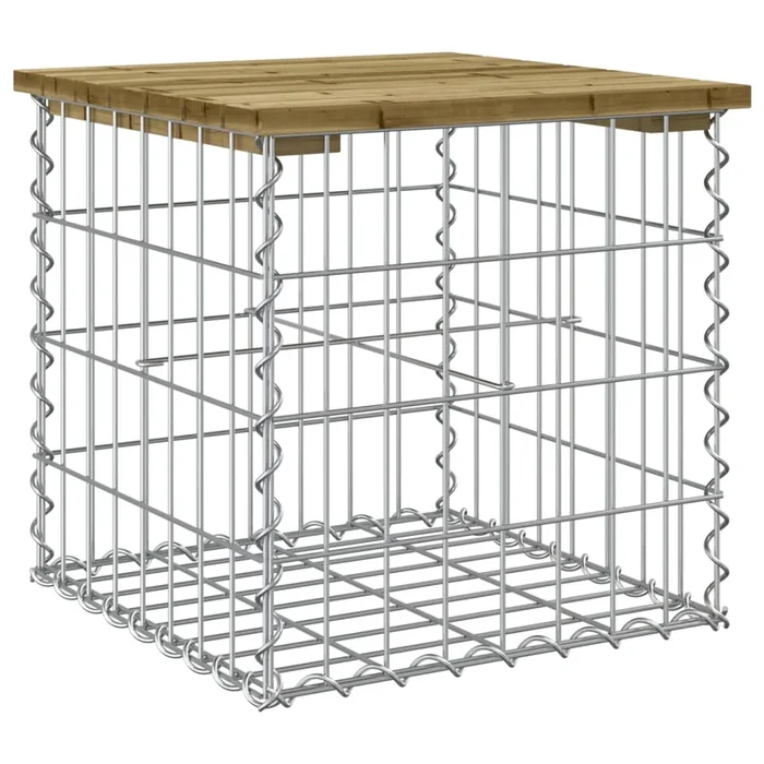 vidaXL Banco jardín diseño gaviones madera pino impregnada 43x44x42 cm