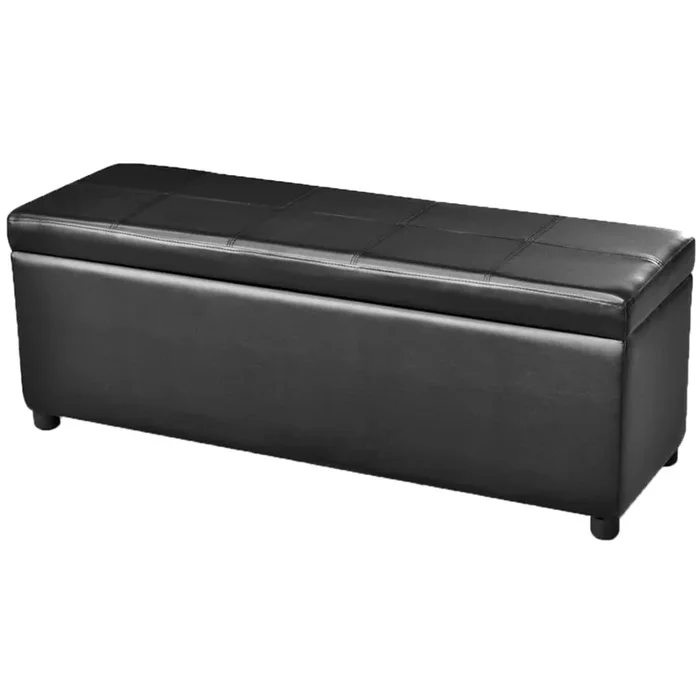 vidaXL Banco largo de almacenamiento de madera negro