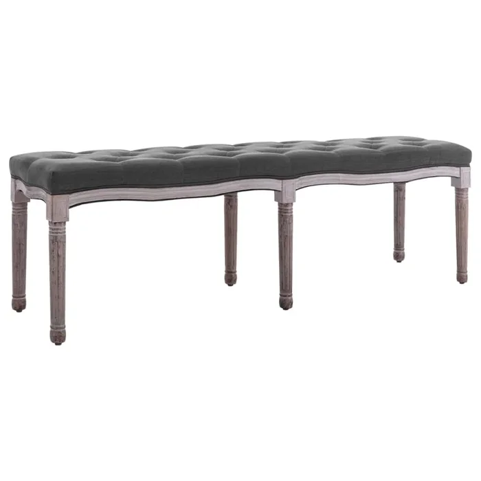 vidaXL Banco lino y madera maciza gris oscuro 150x40x48 cm