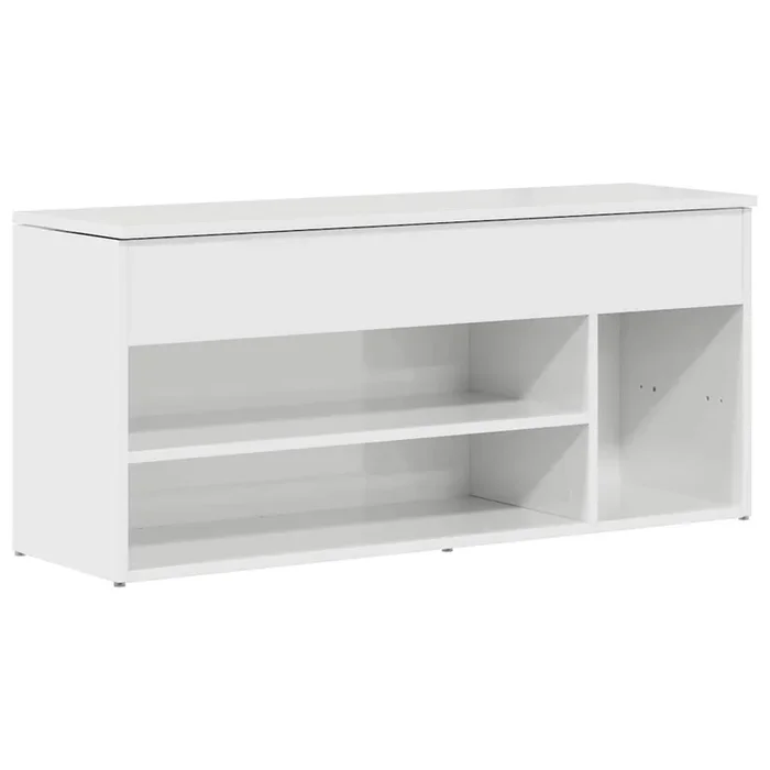 vidaXL Banco zapatero madera de ingeniería blanco brillo 102×30,5x45cm