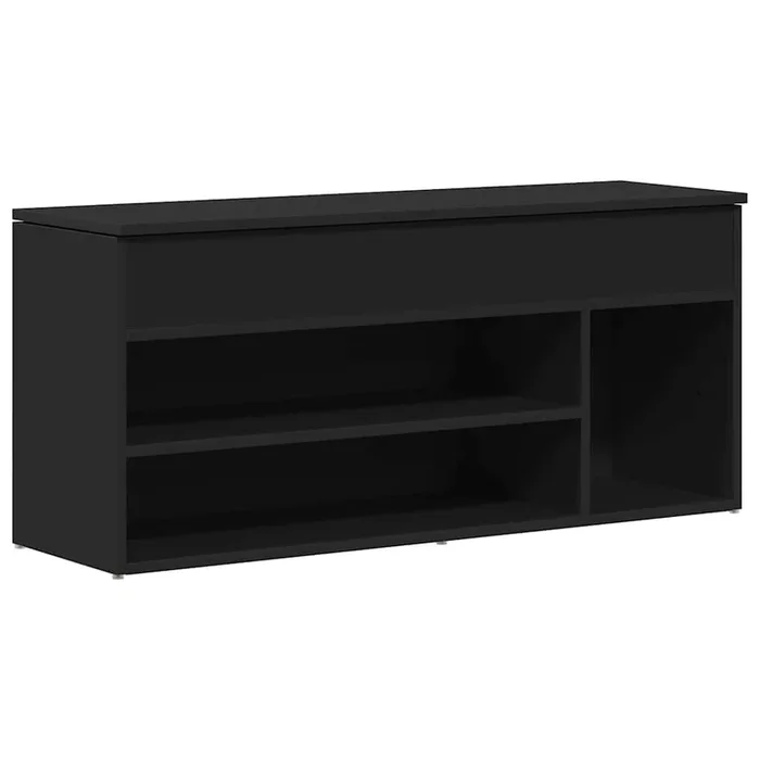 vidaXL Banco zapatero madera de ingeniería negro 102×30,5×45 cm