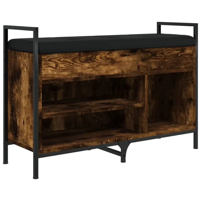 vidaXL Banco zapatero madera ingeniería roble ahumado 85,5x32x57,5 cm