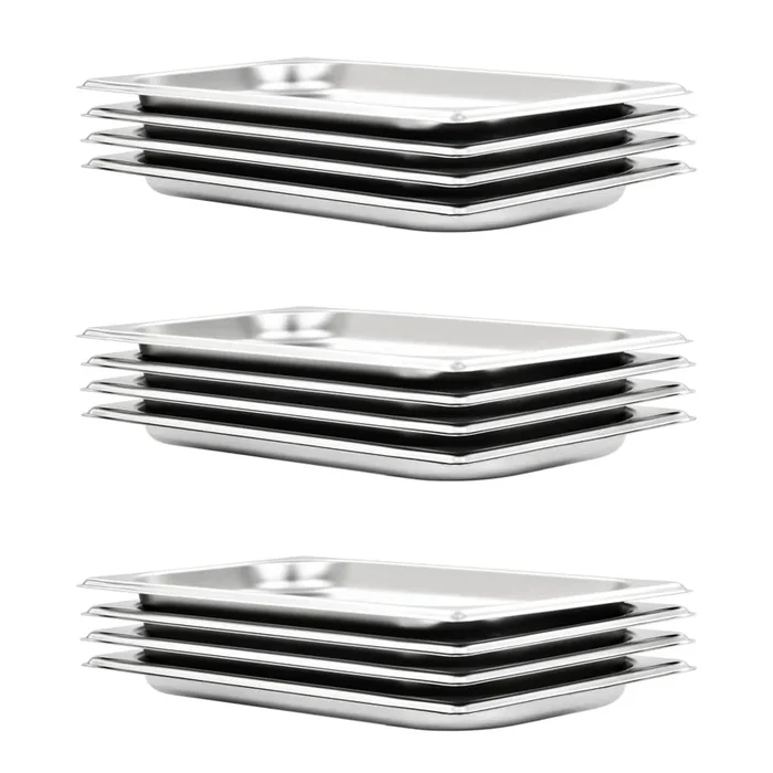 vidaXL Bandejas Gastronorm 12 unidades GN 1/3 20 mm acero inoxidable