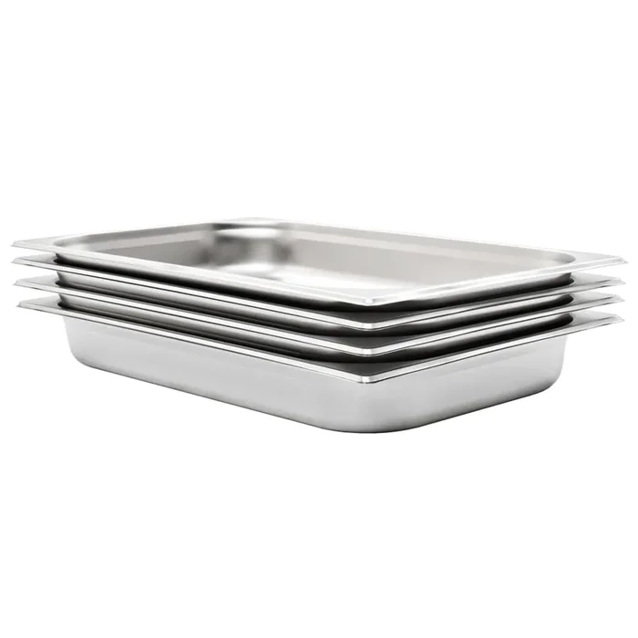 vidaXL Bandejas Gastronorm 4 unidades GN 1/1 65 mm acero inoxidable
