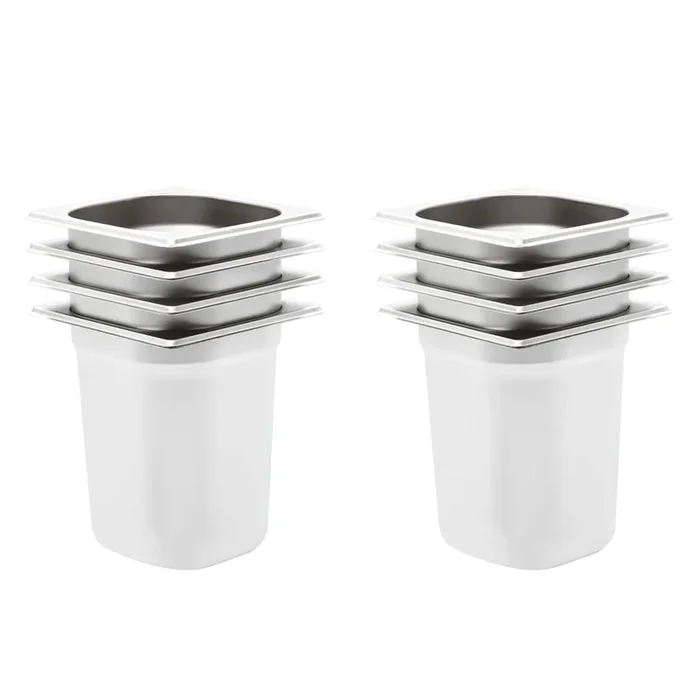 vidaXL Bandejas Gastronorm 8 unidades GN 1/6 200 mm acero inoxidable