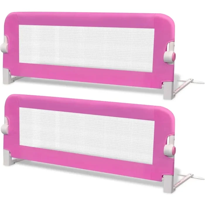 vidaXL Barandilla de seguridad cama de niño 2 uds rosa 102×42 cm
