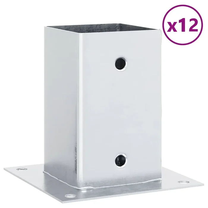 vidaXL Bases para postes cuadradas 12 uds. Plata 91×91 mm