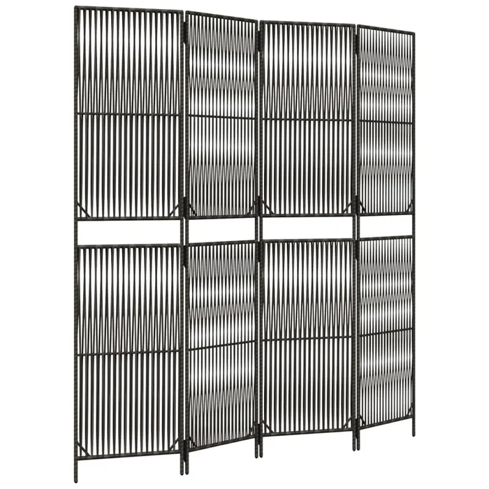 vidaXL Biombo de 4 paneles ratán sintético gris (2)