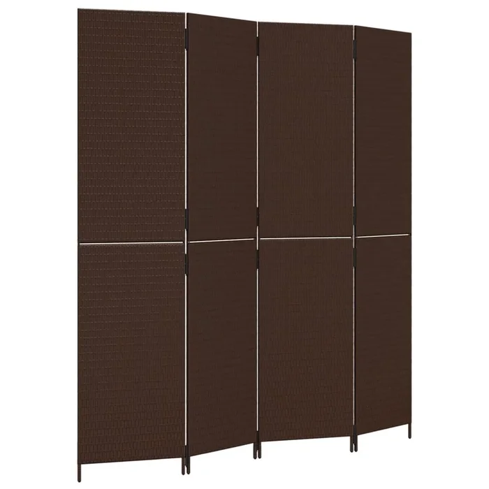 vidaXL Biombo de 4 paneles ratán sintético marrón (2)