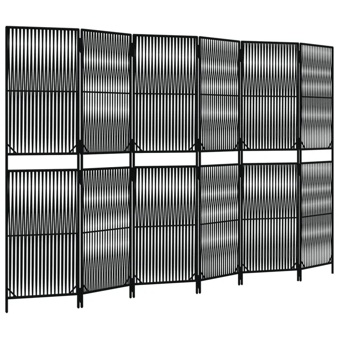 vidaXL Biombo de 6 paneles ratán sintético negro (2)