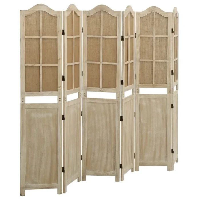 vidaXL Biombo de 6 paneles tela marrón 214×165 cm