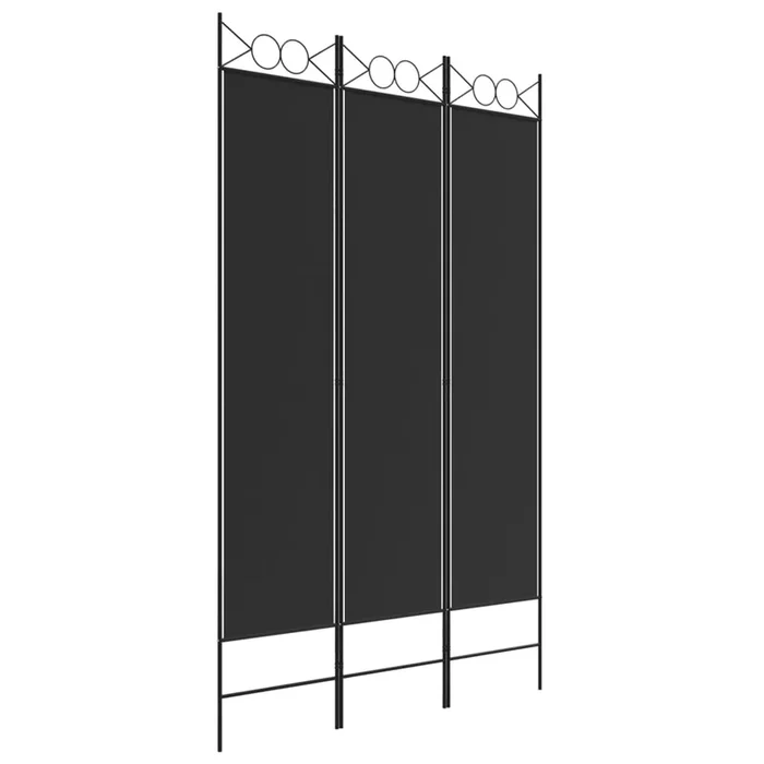 vidaXL Biombo divisor de 3 paneles de tela negro 120×200 cm