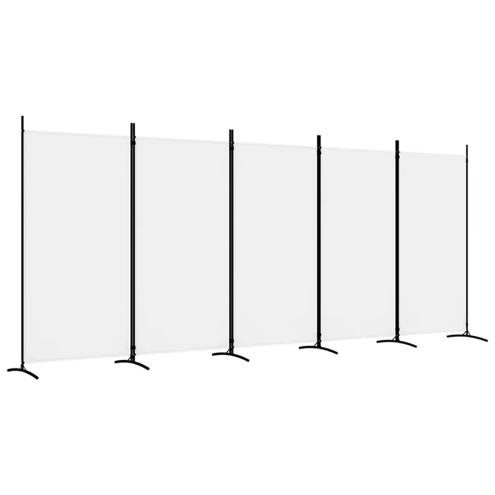 vidaXL Biombo divisor de 5 paneles de tela blanco 433×180 cm