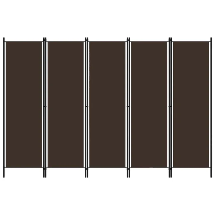 vidaXL Biombo divisor de 5 paneles marrón 250×180 cm