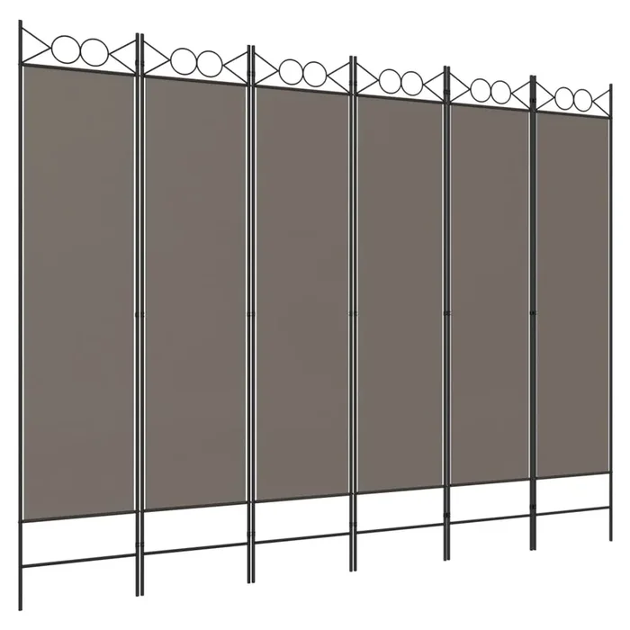 vidaXL Biombo divisor de 6 paneles de tela gris antracita 240×200 cm