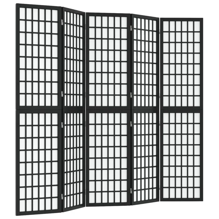 vidaXL Biombo plegable con 5 paneles estilo japonés negro 200×170 cm