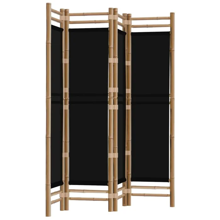 vidaXL Biombo plegable de 4 paneles bambú y lona 160 cm (2)