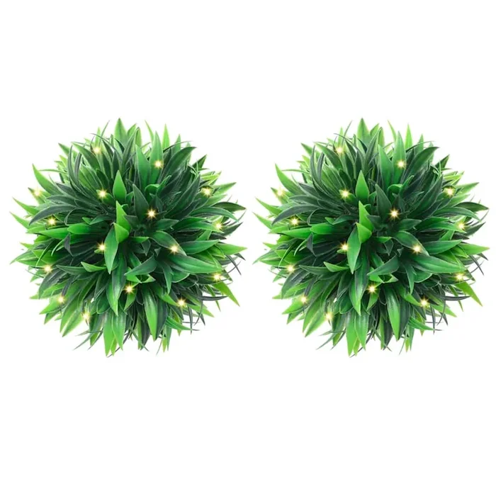 vidaXL Bolas de boj artificial con luces LED 2 unidades 30 cm