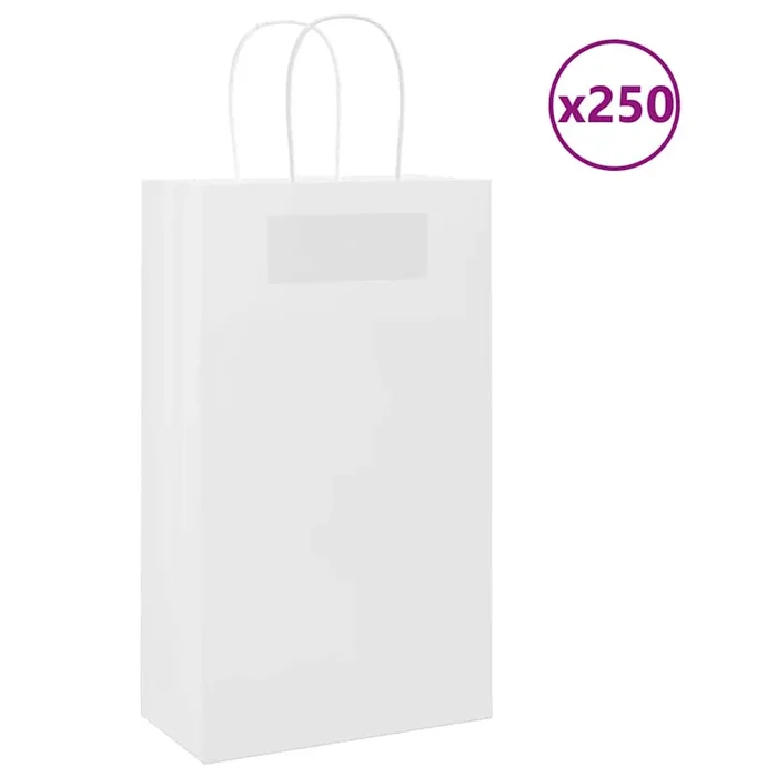 vidaXL Bolsas de papel con asas 250 uds blanca 21x11x36 cm