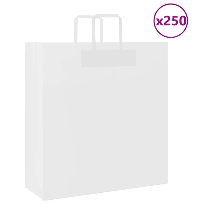 vidaXL Bolsas de papel con asas 250 uds blanca 45x17x48 cm (2)