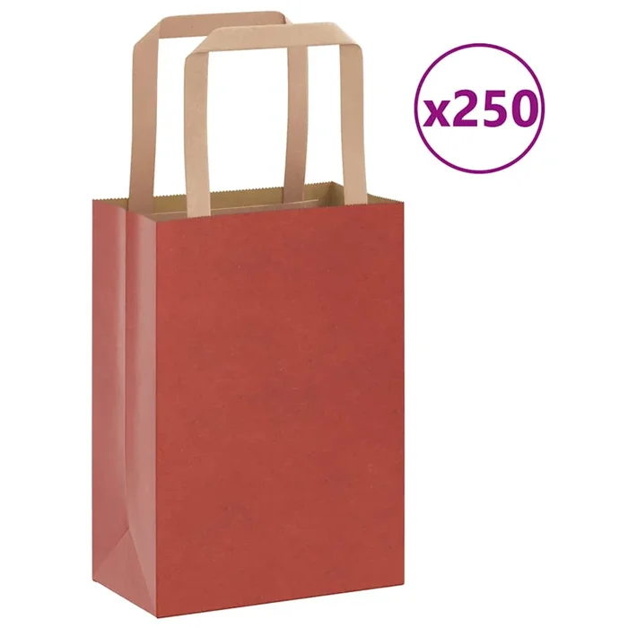 vidaXL Bolsas de papel con asas 250 uds rojo 15x8x21 cm
